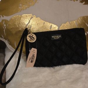 Victoria's Secret Black Quilted Soft Wristlet